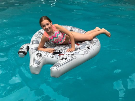 Eva on the Millennium Falcon Swimways Float