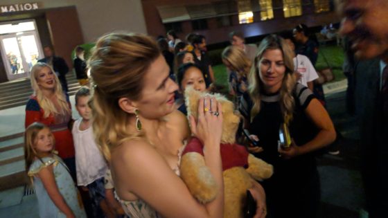 Hayley Atwell with the Winnie the Pooh Bear