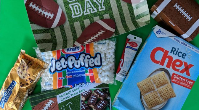 Making Football Chex Cereal Treat Bars
