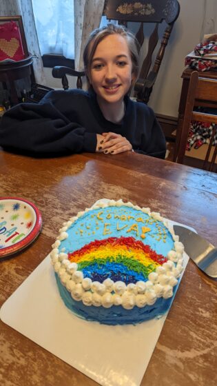 Eva and her graduation cake