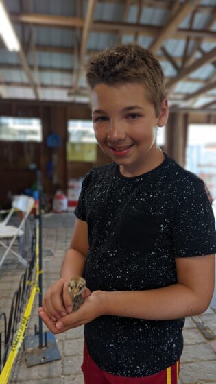 Andy with chicken